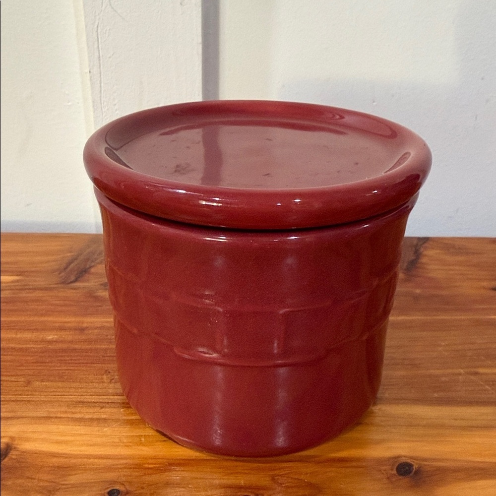 Longaberger One Pint Salt Crock w/ Lid in Paprika